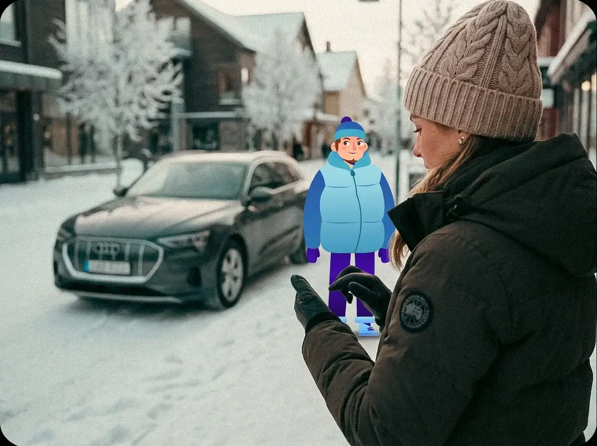Kund som genomför en digital bilaffär med Hejdåbil